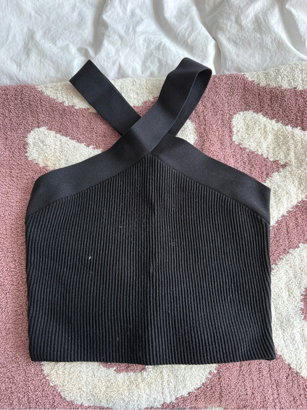 Quince Black Ribbed Cross-Strap Crop Top